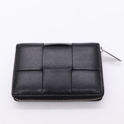 Bottega Veneta 黑色·經典短夾零錢包