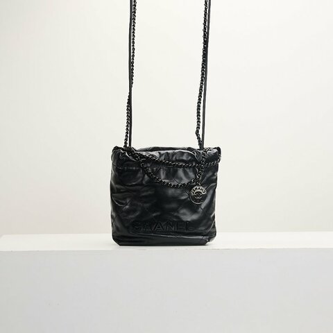二手Chanel 22bag mini so black 芯片款