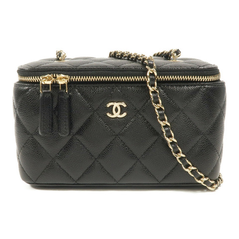 CHANEL 牛皮皮革Vanity Case鏈帶肩背袋