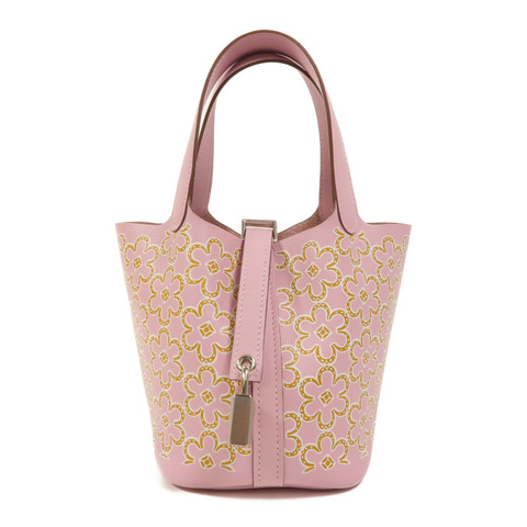 HERMES Swift皮革Picotin Micro Daisy 14手挽袋Mauve Sylvestre