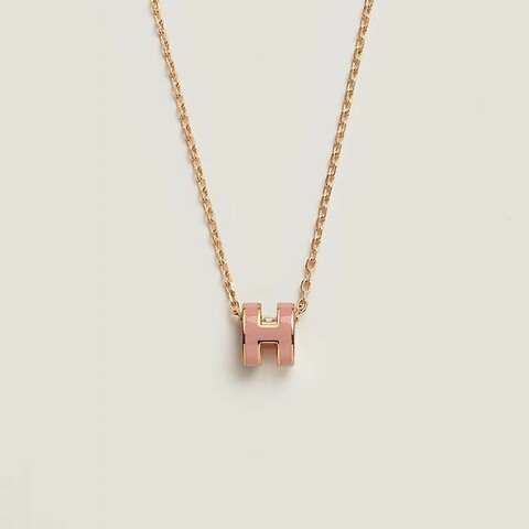 💕全新全配💕 愛馬仕 Pop H 項鍊 薔薇粉/金釦💝