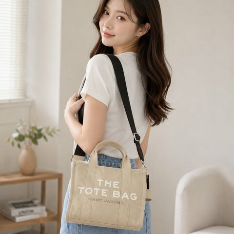 MARC JACOBS Mini TOTE 字母印花帆布兩用托特包(