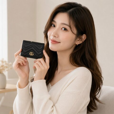 Gucci GG Marmont card case wallet 短夾 女夾 黑馬夢