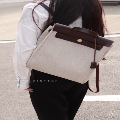 愛馬仕hermes herbag31金棕双肩/双袋 背包