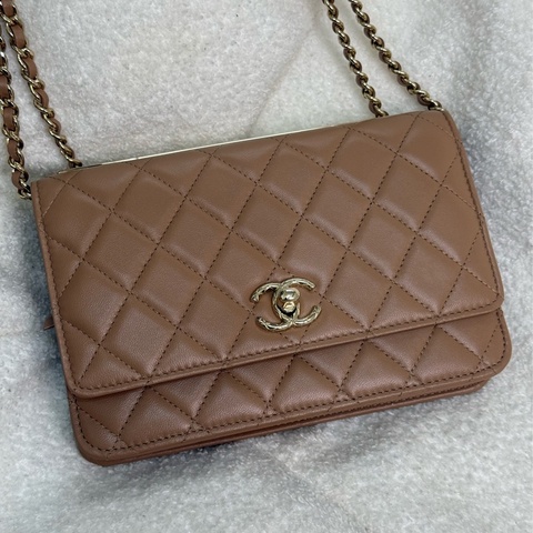 （法國購證🇫🇷全配）全新Chanel 23A trendy cc woc 焦糖奶茶色✨最新晶片款