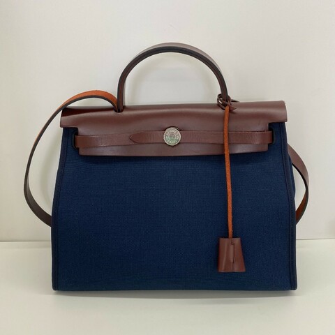 Hermes Herbag31 藍拼棕