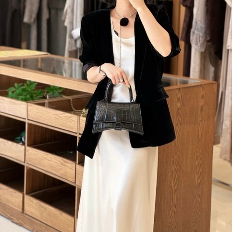 Balenciaga 鱷魚壓紋so black 沙漏包  S號