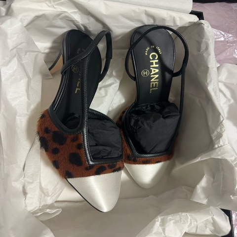 Chanel香奈兒26A高級手工坊深色豹紋高跟鞋