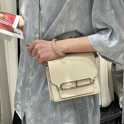 Hermes 01純白Roulis豬鼻子19 Evercolor皮 A刻 銀扣
