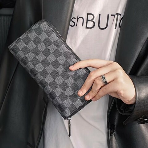 Louis Vuitton Zippy DRAGONNE 黑色棋盤格長夾 晶片款