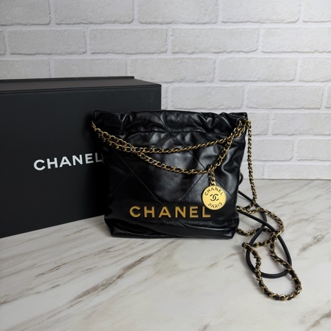 香奈兒Chanel Mini 22 Bag 黑金 迷你垃圾袋