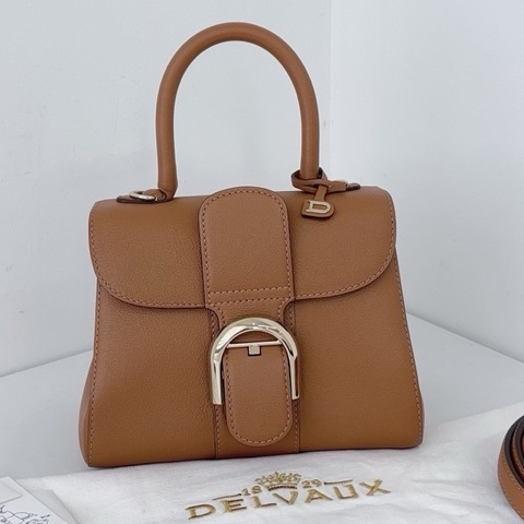 Delvaux 德爾沃 Brillant mini 金棕金扣 荔枝牛皮