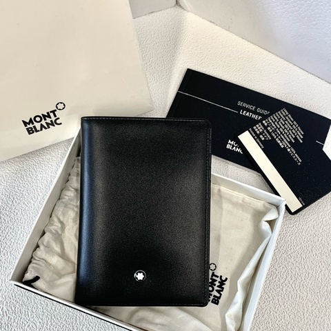 未使用  MONTBLANC  萬寶龍 大班系列  六角白星品牌標識 牛皮 對折  卡包錢包 男