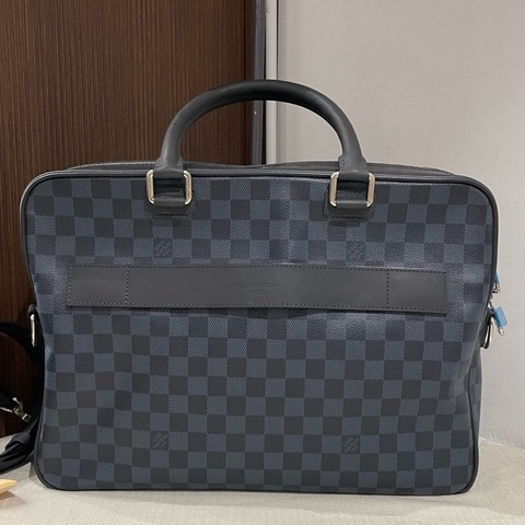 Louis Vuitton 路易威登 黑藍色棋盤格手提斜挎公文包尺寸38