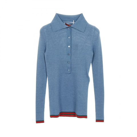 GUCCI Sherry系列Polo衫針織衫羊絨絲藍綠紅二手女XS碼