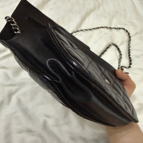 [Pre-owned] Chanel classic woc lambskin black/ silver