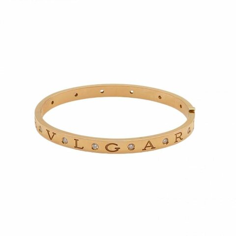 BVLGARI 18K玫瑰金鑽石字母十二鑽手鐲