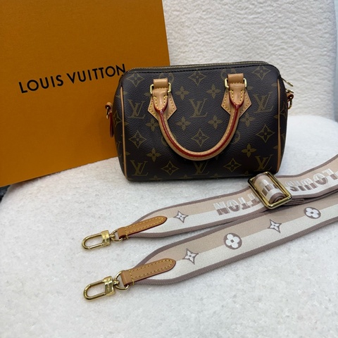 Lv 原花Mongram帆布牛皮speed 20