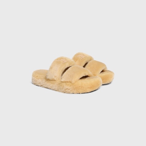 Celine 女士 CELINE TRIOMPHE 羊毛皮拖鞋36 36.5 37 37.5 38 38.5 39 39.5 40 41碼