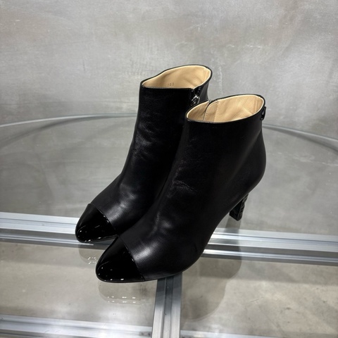 Chanel/香奈兒 格陵紋高跟雙C短靴 全新原盒 尺碼/36.5碼