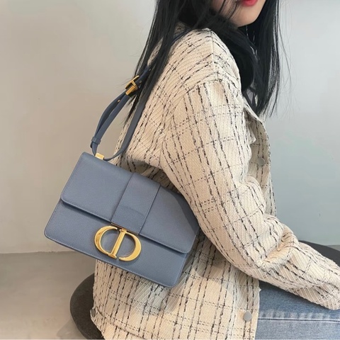 全新成色全網最低｜Dior 迪奧30 Montaigne 蒙田30 霧霾藍金扣 可單肩可斜背