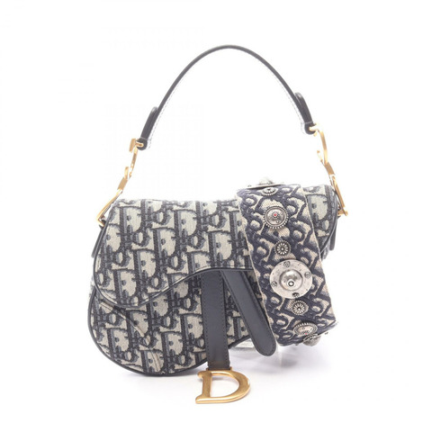 Christian Dior Saddle 單背包 Mini Oblique 提花皮革 navry