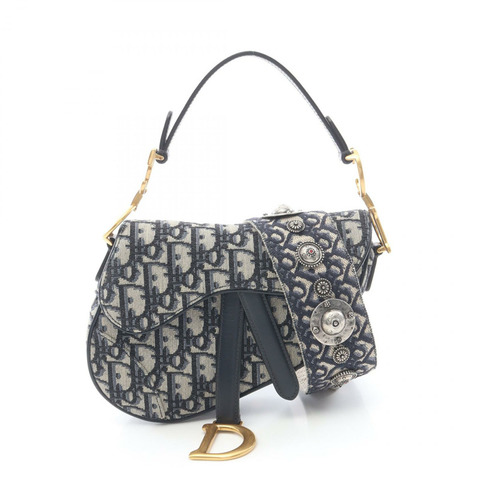 Christian Dior 馬鞍包 Mini Oblique 提花單肩手提包 M0456CTZQ 海軍藍