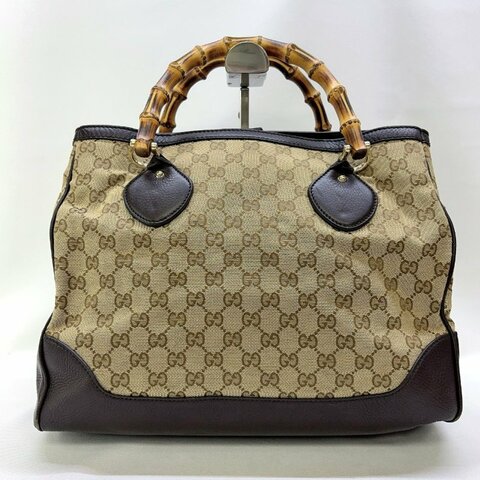 GUCCI Diana竹節帆布托特包