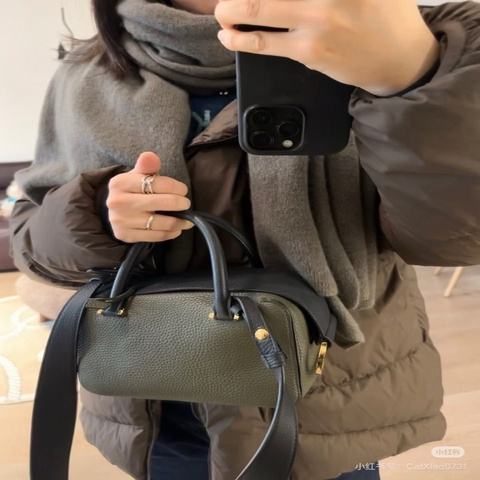 💚 DELVAUX Cool Box Mini 波士頓小方包 軍綠拼黑 💚