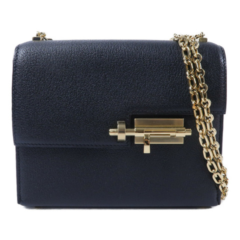 HERMES Chevre皮革Mini Verrou鏈帶肩背袋Noir