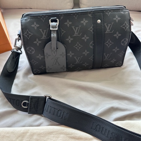 大全套可送禮｜LV City Keepall 27 黑花芯片款 Eclipse 附購證 收藏品