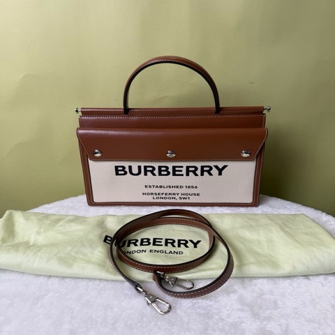 Burberry博柏利 Horseferry title牛皮郵差包斜挎單肩包 有塵袋 尺寸：30