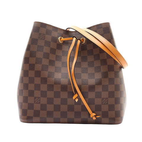 棕色 棋盤格 黃色牛皮 NeoNeo MM 水桶包 肩背包【LOUIS VUITTON LV 路易威登】 N40213