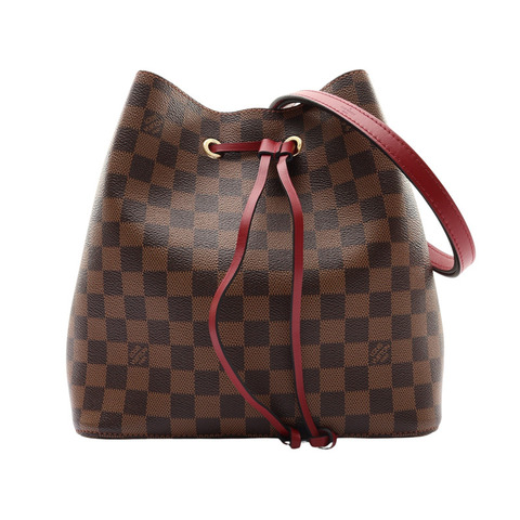 棕色 棋盤格 紅色牛皮 NeoNeo MM 水桶包 肩背包【LOUIS VUITTON LV 路易威登】 N40214