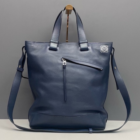 Loewe羅意威 藏藍色全皮手提斜挎托特包