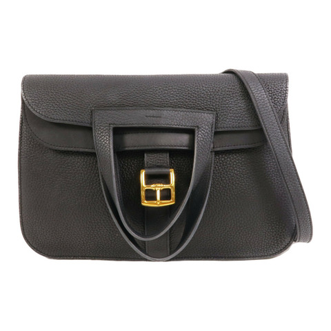 HERMES Clemence皮革Halzan 31手挽肩背兩用袋Blue Nuit