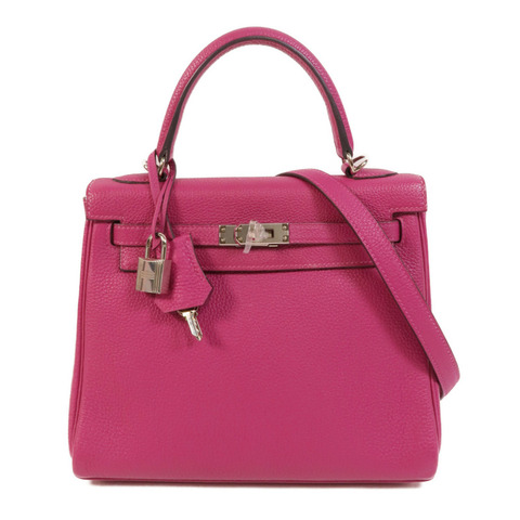 HERMES Togo皮革Kelly 25手挽肩背兩用袋Rose Pourpre