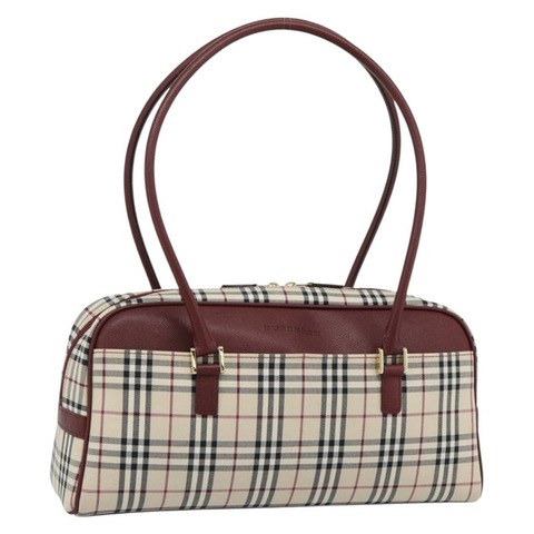 BURBERRY Nova 格紋帆布肩背包 米色 金色 正品 185960SAV