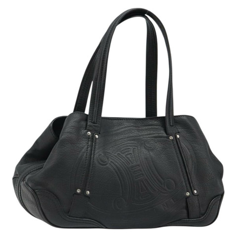 CELINE Triomphe 手提包 皮革 黑色 銀色 正品 185601A