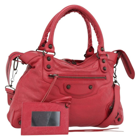 BALENCIAGA The Town 手提包 皮革 兩用 紅色 240579 正品 186253M