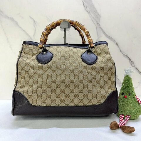 GUCCI Diana GG Canvas 竹節托特包