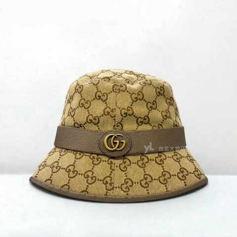 A13333-GUCCI 咖啡色緹花布GG Logo漁夫帽576587
