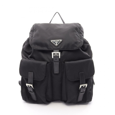 PRADA VELA 雙肩包 BZ2811 尼龍 Saffiano 皮革 黑色 二手 女款