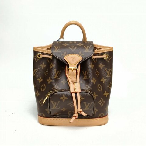 LOUIS VUITTON Montsouris雙肩包mini24老花PVC晶片肩背包