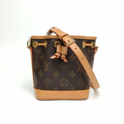 LOUIS VUITTON NOÉ水桶包Nano13老花PVC金扣晶片肩背包