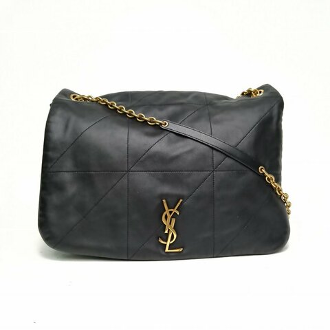 SAINT LAURENT JAMIE43Logo標識鏈條單肩包黑色羊皮金扣肩背包