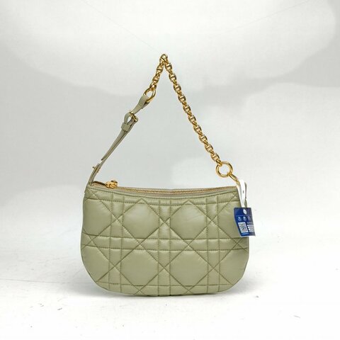 DIOR 綠色牛皮金扣2022Caro系列鬱金香腋下包肩背包