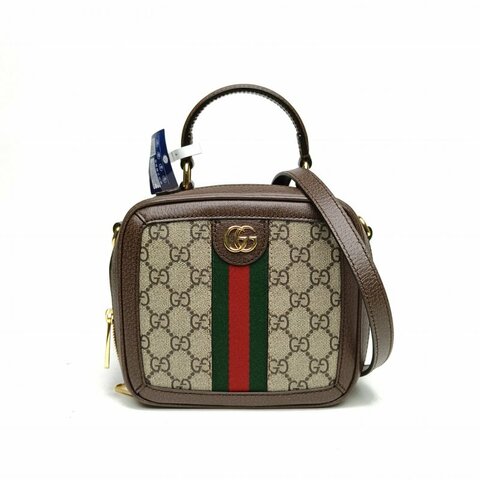GUCCI Ophidia手提相機包烏木色帆布金扣肩背包