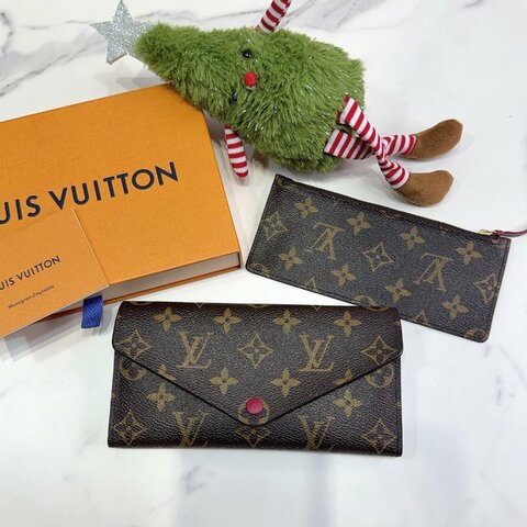 LV Josephine桃紅三折信封式長夾