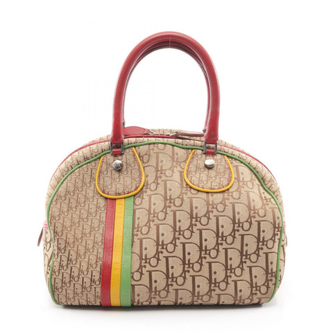 Christian Dior Rasta Trotter 旅行手提包，帆布皮革，米色多色，二手
